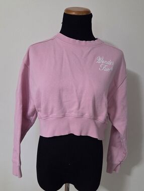 Zara Girls Pink Cropped Graphic Print Sweatshirt Size 13-14